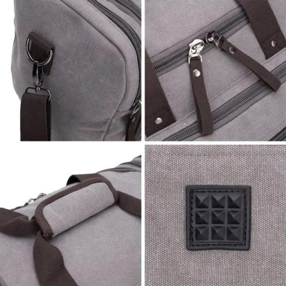 New Canvas Duffle Bag Large Capacity Grey - Picture 3 of 6